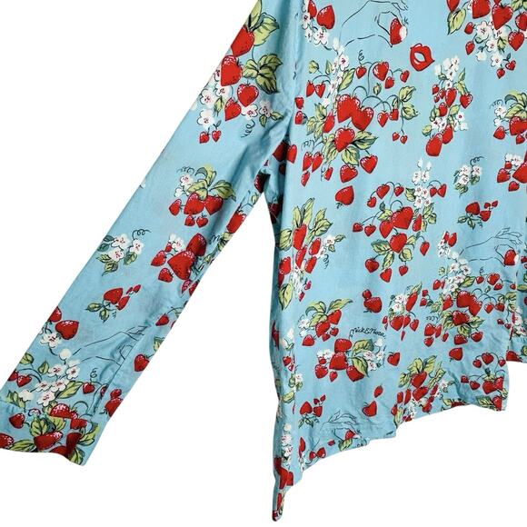 Nick & Nora Strawberry Pajama Top Womens Large Sleepwear‎ Summer Retro Country - Picture 6 of 13